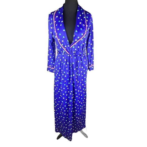 Vassarette large 70’s purple groovy psychedelic flower power nylon ￼robe - Picture 1 of 16